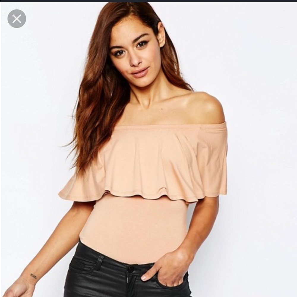 ASOS Cold Shoulder Ruffle Thong Bodysuit